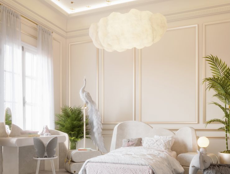 Neutral Girls Room in a Lush Modern Classic Residence in Dubai