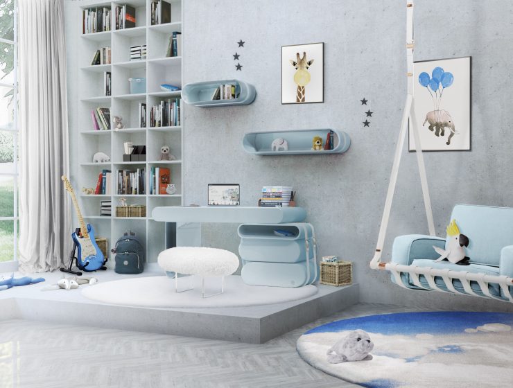 Modern Kids' Bedroom With Periwinkle Shades