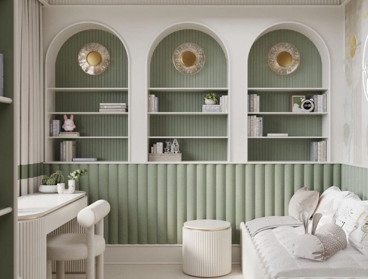 Neutral Chic Kids' Bedroom With Modern Lines by Mia Stanza