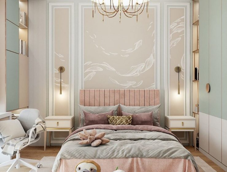 Sweet Girls' Room With Adorable Pink Shades