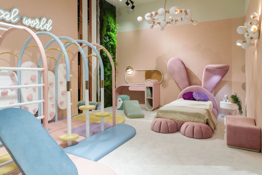 Contemporary Modern Kids' Bedroom In Pink Tones