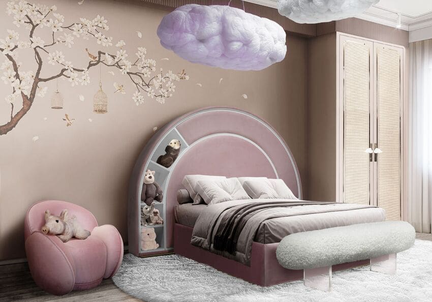 Modern Girls' Bedroom Design In Pink Tones
