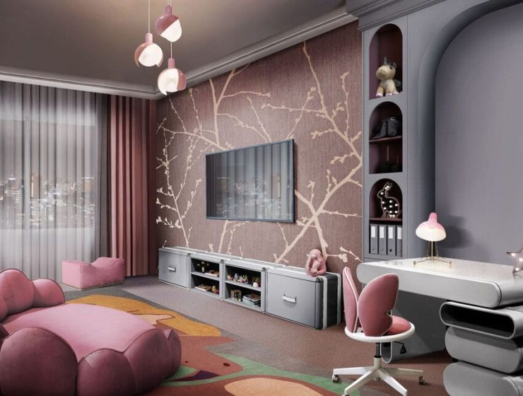 Luxury Kids' Living Room In Pink Tones