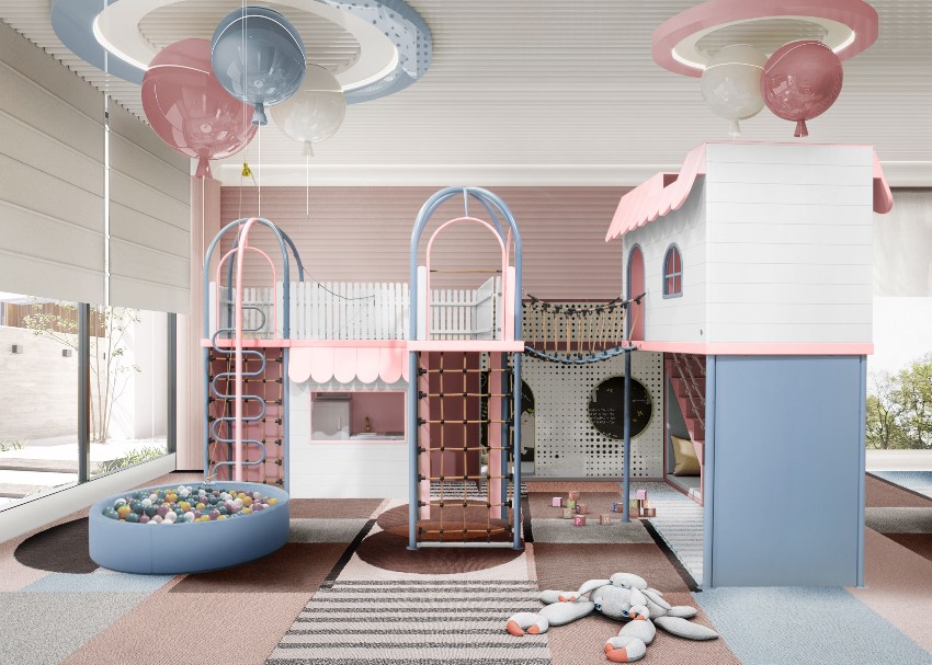 Pastel Colors And Playful Lines Collide Smoothly In This Kids' Playroom