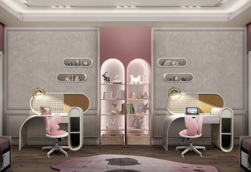 Magical Twin's Study Area Full Of Pink Shades Magical Twin's Study Area Full Of Pink Shades