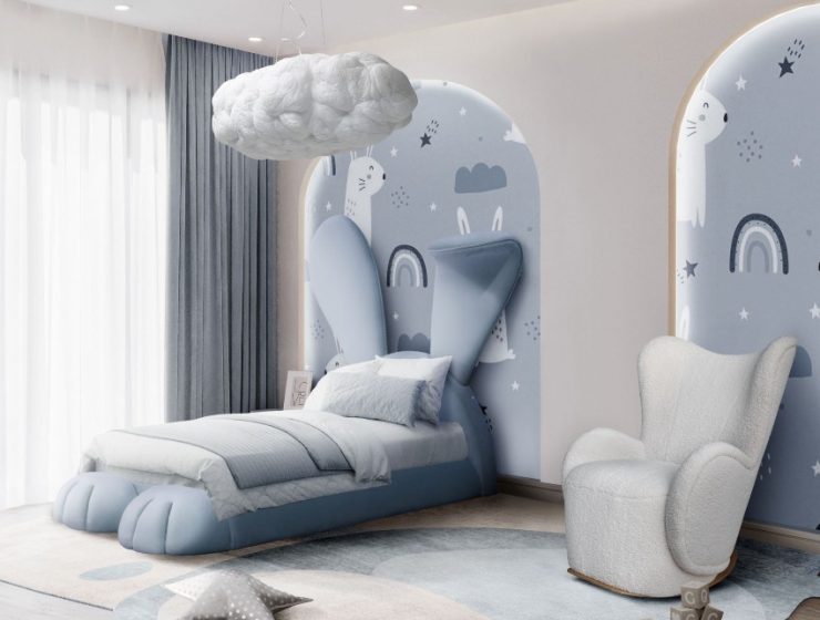 A Boy's Bedroom Design In Blue Tones
